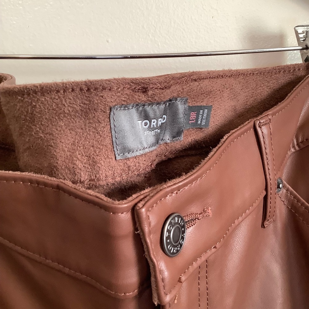 Torrid Cognac Brown Faux Leather Straight Leg Pants Womens 18R RN 148862
